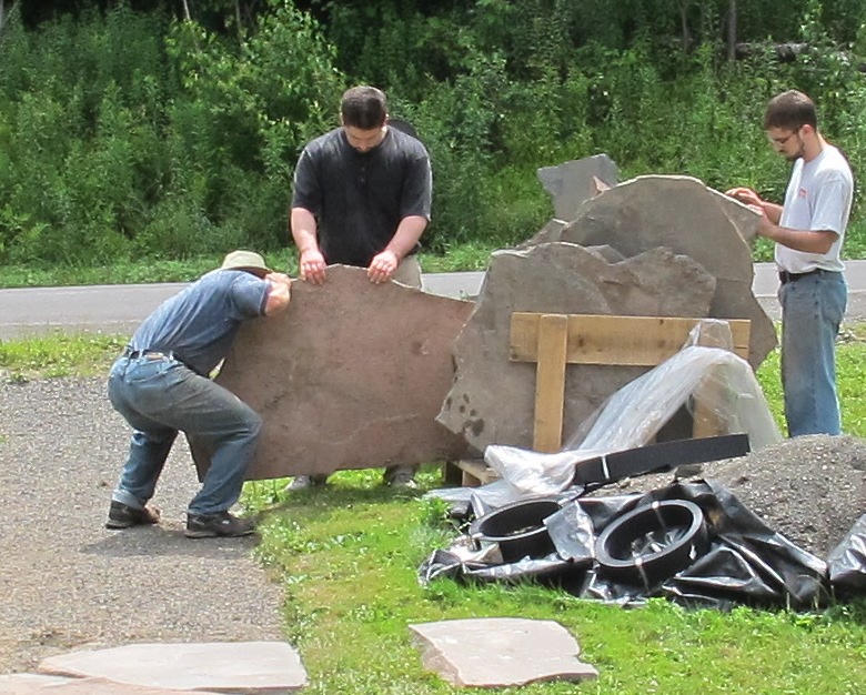 Starting to unload stone